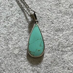 925 OM? 925 Italy chain necklace turquoise (?) inlay
